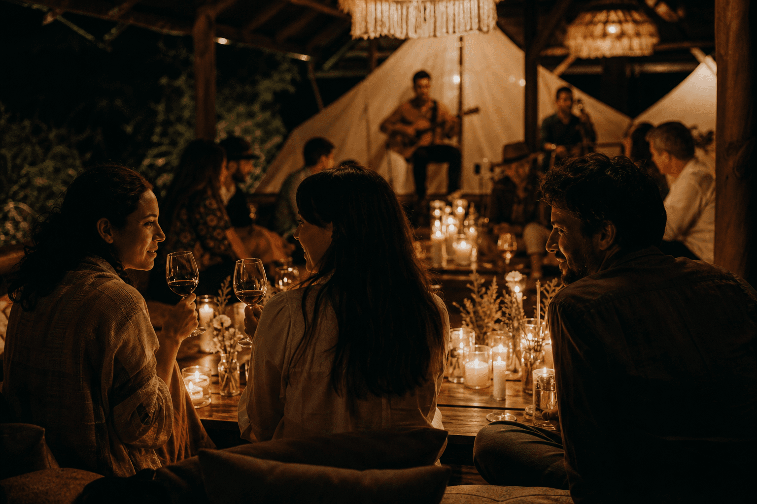 Encuentro nocturno con música y velas