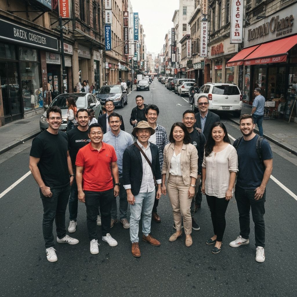 Grupo caminando en bosque patagónico
